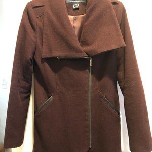 French Connection - Wrap Coat - Burgandy - Full Zip